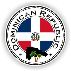 dominican republic seal sticker round flag for laptop book fridge guitar motorcycle helmet toolbox door pc boat