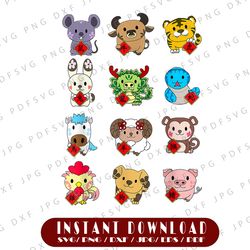 Cute Chinese Zodiac Animal Png, All 12 Chinese Zodiac animals Png, Chinese New Year Puppets, Lunar New Year Png