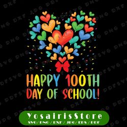 happy 100th day of school heart svg png, 100 days cut file, kid's saying, teacher design svg silhouette, cricut