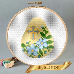 Easter pattern pdf cross stitch, Easy embroidery DIY, small pattern egg