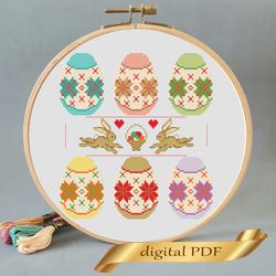 Easter sampler pattern pdf cross stitch, Easy embroidery DIY, small pattern egg