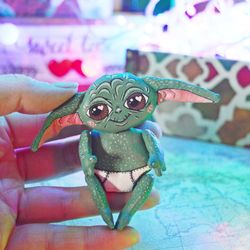 Little Jedi "Baby Yoda toy" Hand-painted.