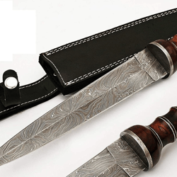 Roman Gladius Sword Dagger, Rose Wood Handle,  Handmade Damascus Swords with Leather Sheath