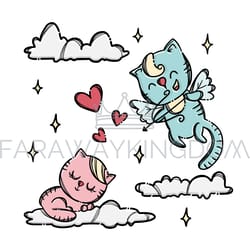 kitten cupid valentine day cartoon vector illustration set