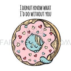 kitten in donut valentine day cartoon vector illustration set