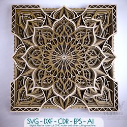 Multilayer Mandala DXF for Laser cut and CNC router, 3D Mandala SVG DXF, Layered Mandala svg cut file - M23
