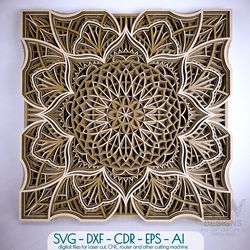 Mandala DXF pattern laser cut, Flower mandala pattern, 3D Mandala SVG DXF, Layered Mandala svg cut file - M24