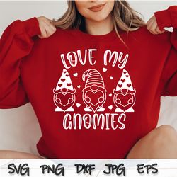 Love My Gnomes Valentines Day SVG PNG DXF, Valentine Gnome Svg, Gnome Svg, Kids Valentine Svg, Silhouette, Cricut