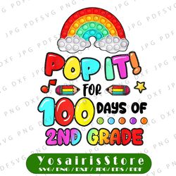 100th Day Of School Png, Pop It 100 Days Of 2nd Grade Fidget Toy Png, Poppin 100 Days Of School, Pop It Fidget Toy
