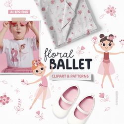 Floral Ballet Collection, Ballerina Clipart, Ballet png, Ballerinas PNG, Ballet girls