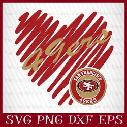 San Francisco 49ers Heart Football Team Svg, San Francisco 49ers Heart Svg, NFL Teams svg, NFL Heart, NFL Svg, Png, Dxf