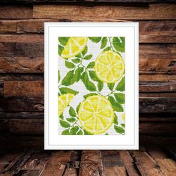 lemon cross stitch pattern pdf,  easy cross stitch chart, citrus cross stitch, fruit love xstitch