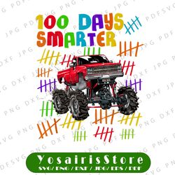 100 days smarter monster truck png, boy 100 days of school, boy big monster truck png, boy 100th day of school, 100 days
