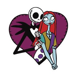 jack sally heart svg, jack skellington valentine svg, sally svg
