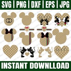 bundle 15 files gu-cci fashion svg, gu-cci logo svg, mickey gu-cci gang svg bundle, brand logo svg, fashion brand svg