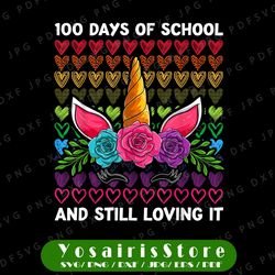 100 days of school and still loving it png, unicorn png, 100 magical days of school png, unicorn school png file