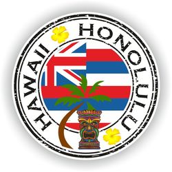 hawaii honolulu seal sticker round flag for laptop book fridge guitar motorcycle helmet toolbox door pc boat