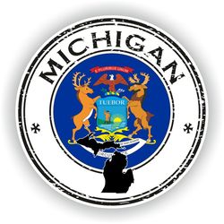 michigan seal sticker round flag for laptop book fridge guitar motorcycle helmet toolbox door pc boat