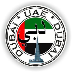 uae dubai stamp burj khalifa seal sticker round flag for laptop book fridge guitar motorcycle helmet toolbox door pc boa