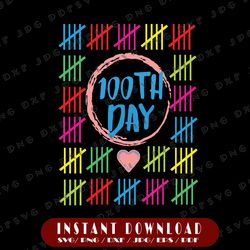 100th day of school svg, days smarter counting tally marks, colored crayons svg, digital download
