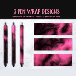 Black Pink Marble Pen Wrap  Template. Sublimation or Waterslide Epoxy Pen Design