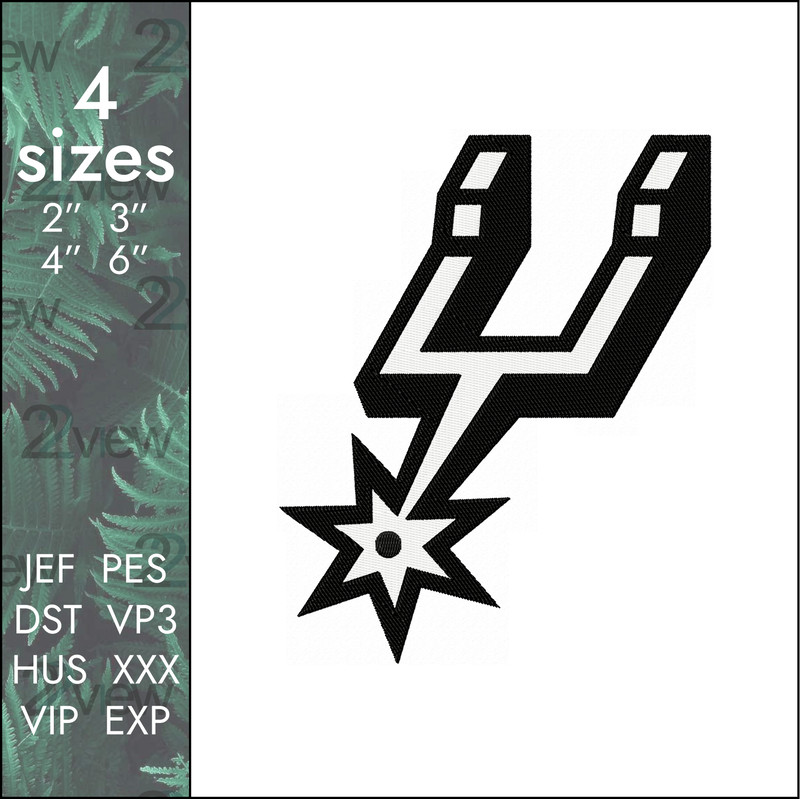 san antonio spurs nba basketball logo machine embroidery design