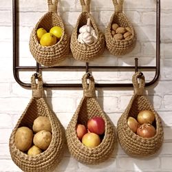 hanging wall baskets vegetable baskets hanging fruit baskets rustic jute basket