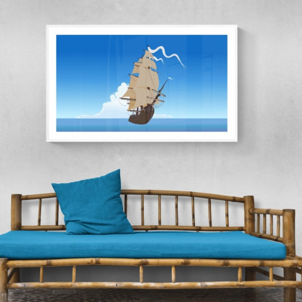 Sailing ship - wall art in outside room.jpg