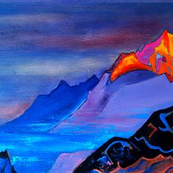 Mountain landscape Original Oil painting on canvas Mountain artwork Mountain Oil painting Himalayas art Mountain Art