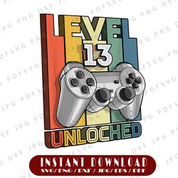 level 13 unlocked png, 13th birthday matching video game png, 13th birthday, 13 years old png, birthday boy png