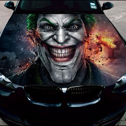 Vinyl Car Hood Wrap Full Color Graphics Decal Joker Villain Sticker