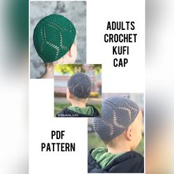 Crochet cotton kufi hat PDF pattern