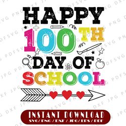 happy 100 days of school svg, back to school svg, kindergarten svg png, schooling svg, gift for student teacher