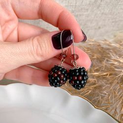 Blackberry earrings, Valentines day gift, Berries dangle earrings, Blackberry jewelry
