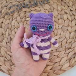Crochet cat Cute cat crochet Purple cat Cat crochet Mini cat Mini toy crochet Cat miniature Stuffed cat Pocket toy