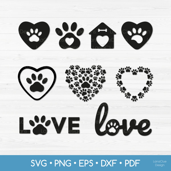 hearts with dog paw
