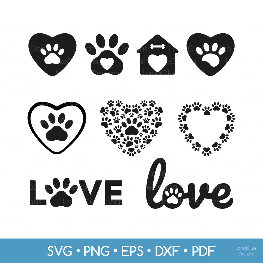 love with dog paw print