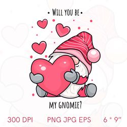 valentine gnomes png, valentine  gnomes clip art, valentine gnomes sublimation, valentine gnome sayings