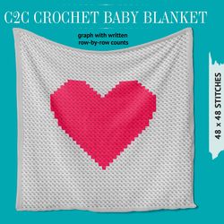 C2C heart baby blanket pattern
