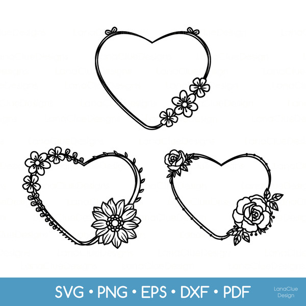 heart frames with flowers