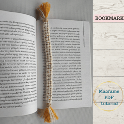 Pdf TUTORIAL of Macrame bookmark Step by step guide Handmade Easy macrame for beginner Square knot pattern Boho style