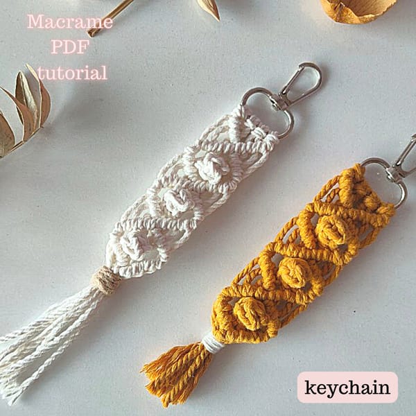 Macrame Keychain Pattern PDF Berry knot Boho Keychain Modern - Inspire ...