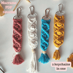 Macrame Keychain Pattern PDF Bundle Boho Keychain Modern Macrame Accessory Tutorial Instant Download Free Macrame guide
