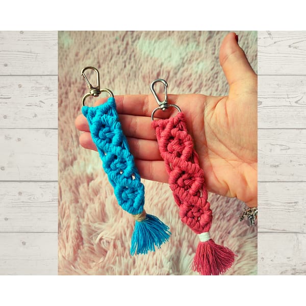 Macrame Keychain Pattern PDF Bundle Boho Keychain Modern Mac - Inspire ...
