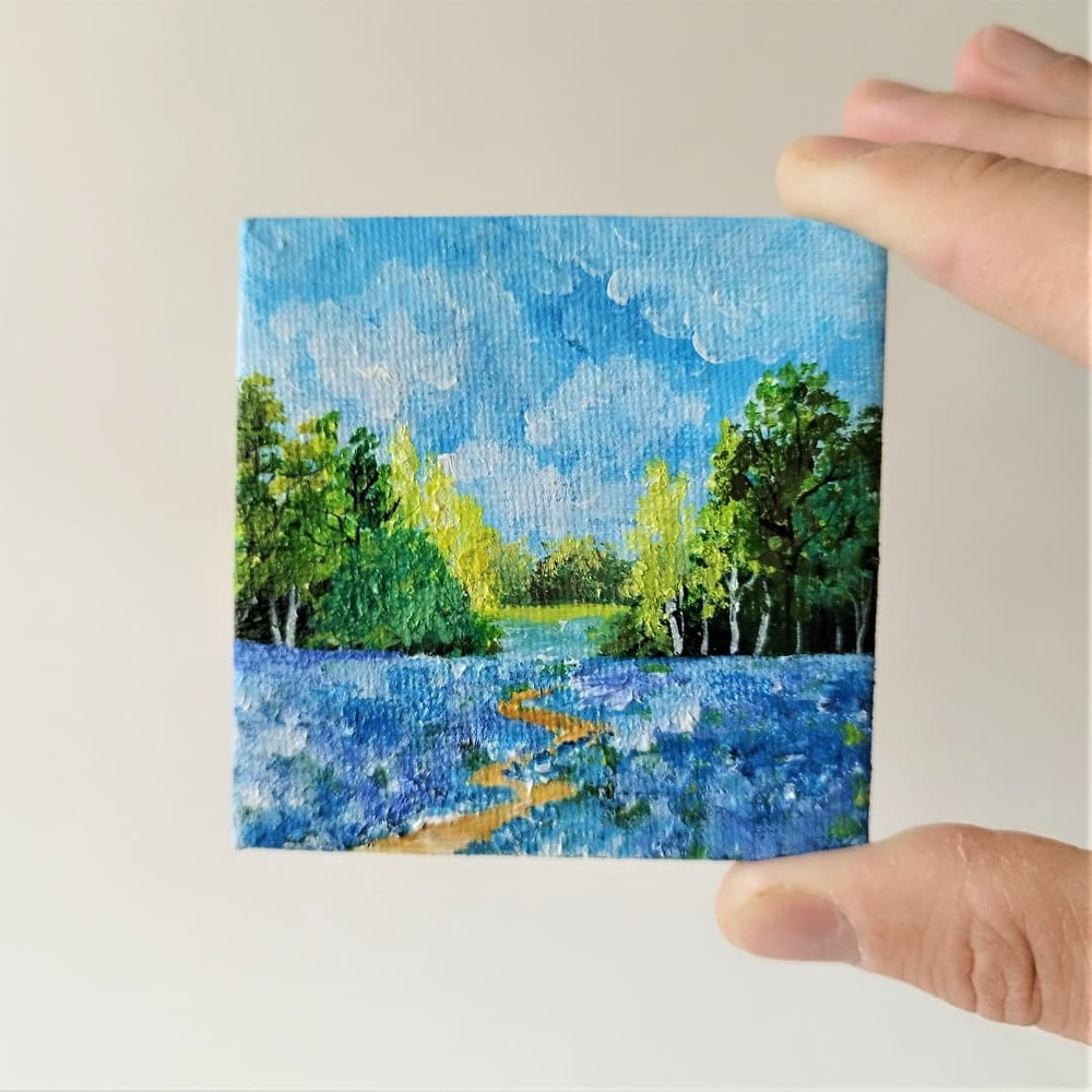 Small-painting-on-mini-canvas-landscape-field-blue-wildflowers-by-acrylic-paints.jpg
