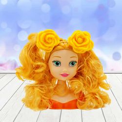 Crochet hair decor with yellow flowers, girl hair decor set of 2, kids accessories with for hair, elastic hair ties