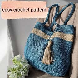 Shopping bag  PDF easy crochet pattern for beginners