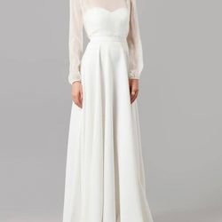 Long wedding dress, Chiffon wedding dress, simple wedding dress