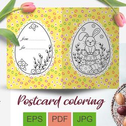 Easter card coloring Happy Easter