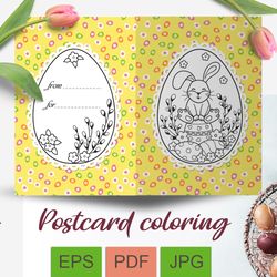 easter card coloring happy easter